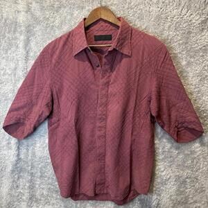 ADMIX Elements Men's Button Shirt  Sz "50" ~ Sz Large Red/Mauve Textured Graph
